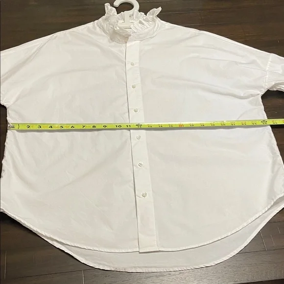 Alex Mill White Ruffle Collar Blouse Button Front Cotton Top Size L - Picture 10 of 13